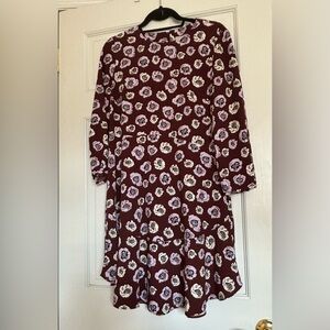 Ann Taylor LOFT Forbidden Cherry Flounce Floral Print Dress Size 8 Petite